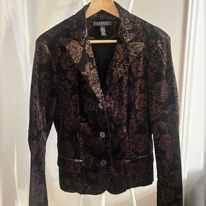 Ralph Lauren Women's Black and Gold Patterned Blazer